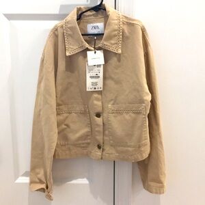 NWT Zara kids beige cropped shirt jacket size 11-12